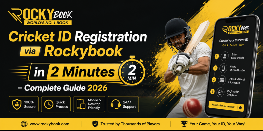 Cricket ID Registration via Rockybook in 2 Minutes