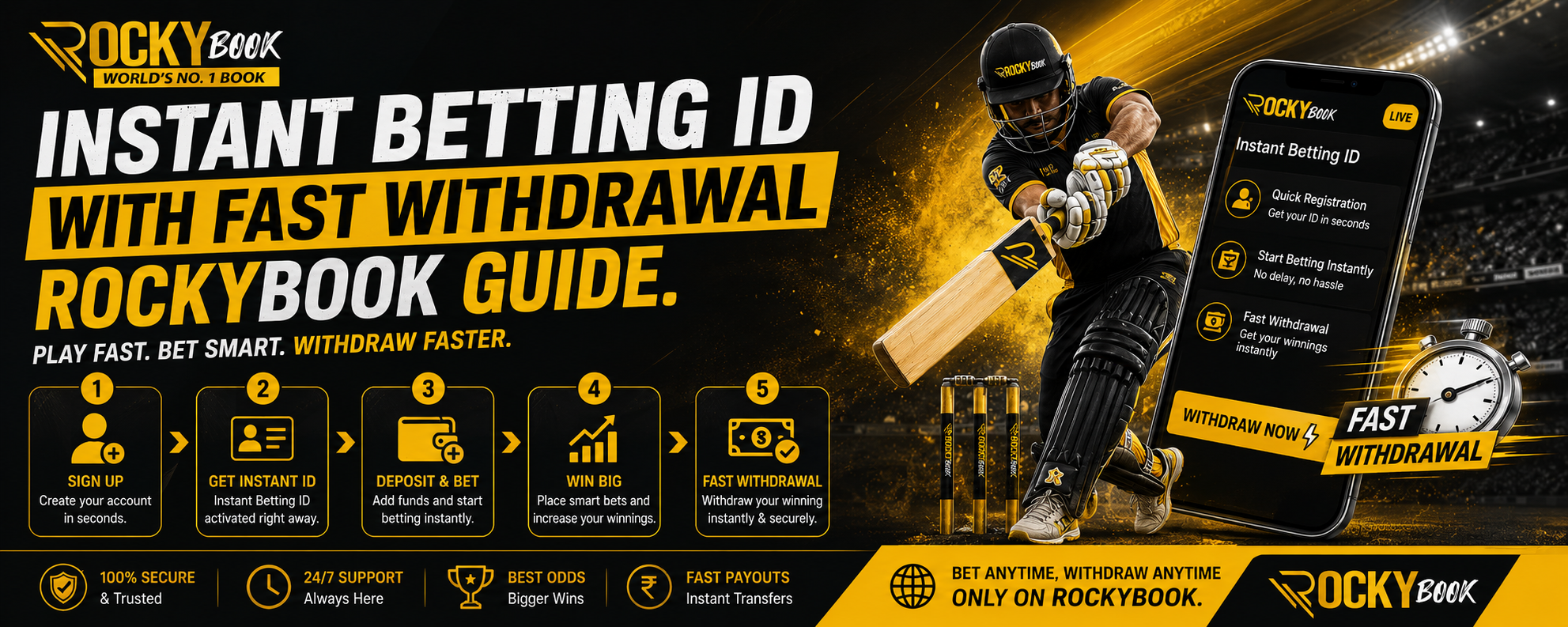 Instant Betting ID with Fast Withdrawal Rockybook Guide