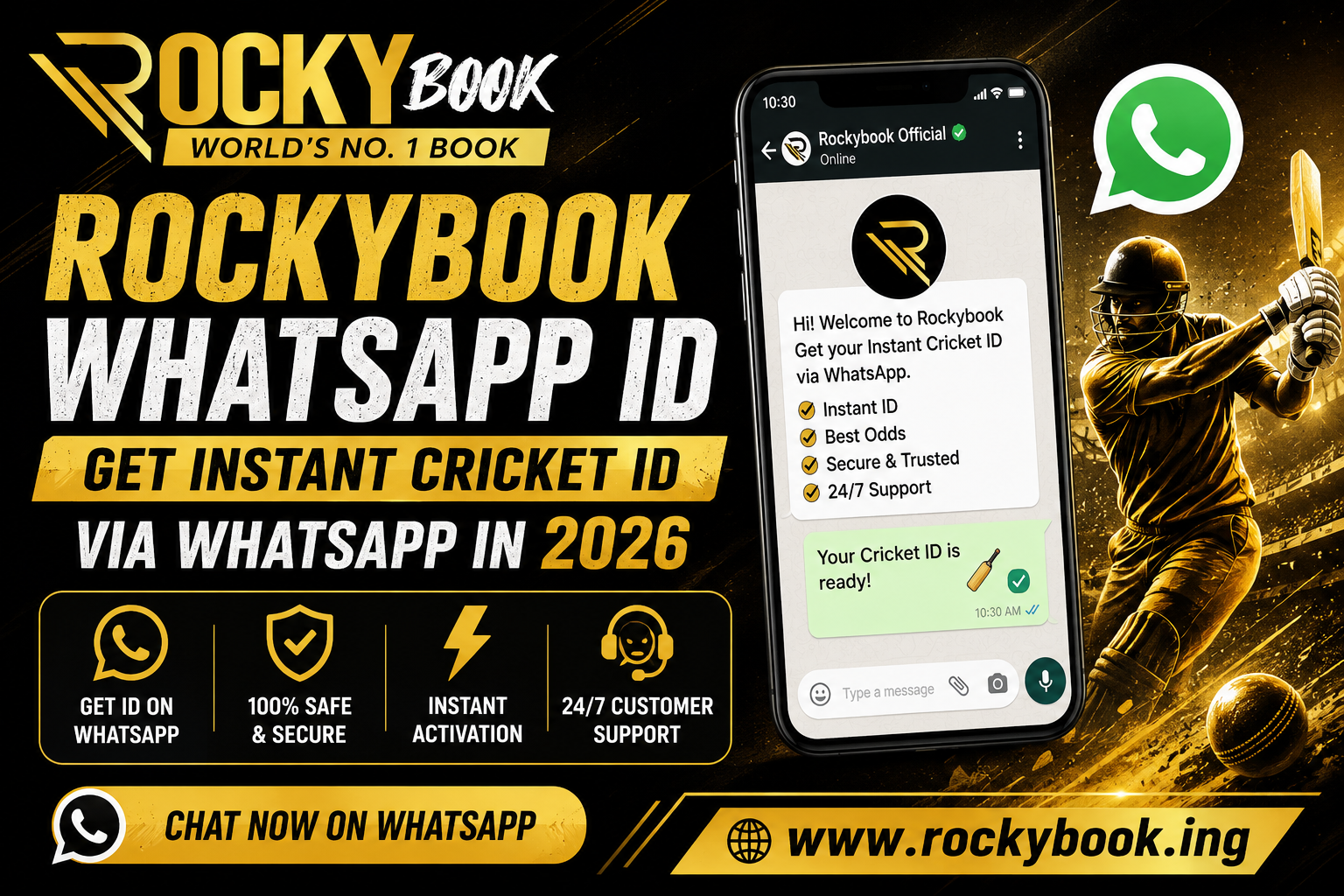 Rockybook WhatsApp ID | Instant Cricket ID (2026)